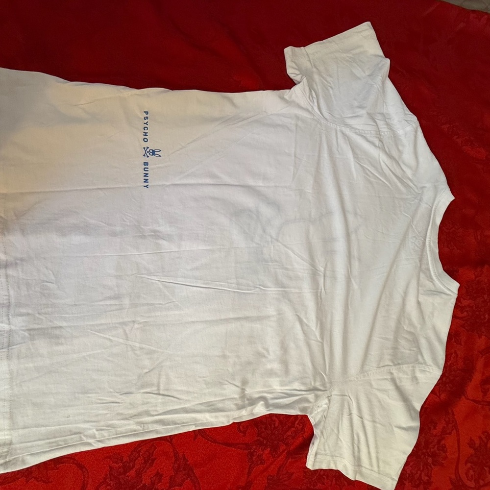 Psycho Bunny White Short Sleeve Tee with Blue Logo